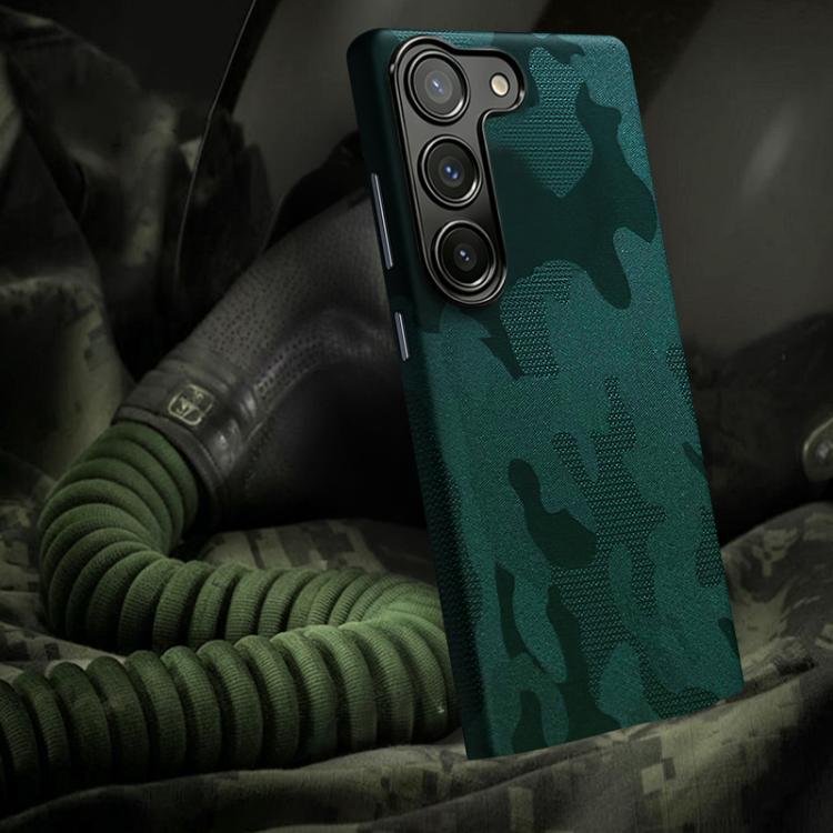 For Samsung Galaxy S26 5G Camouflage Full Coverage Magnetic Shockproof Phone Case(Army Green)