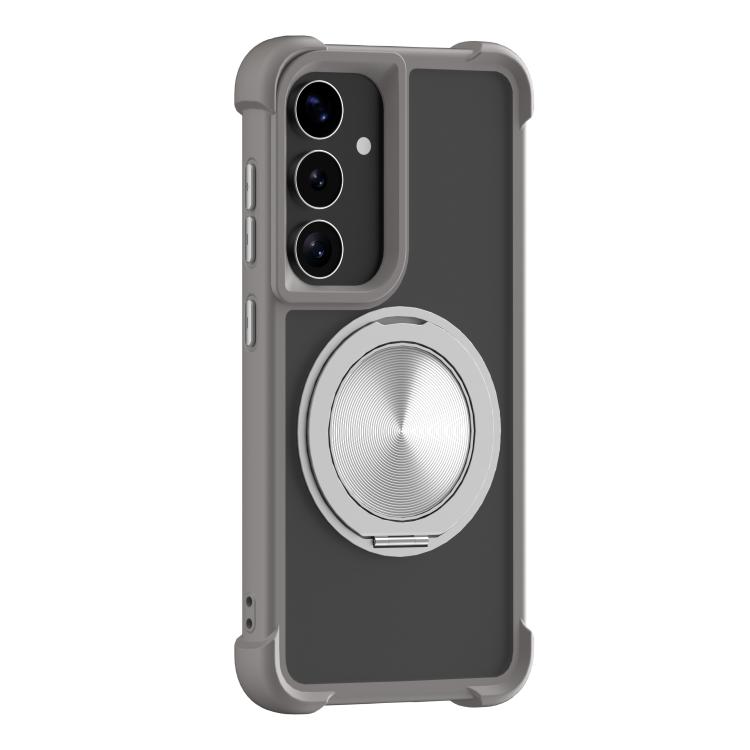 For Samsung Galaxy S26 5G CD Texture 360 Degree Rotating Holder MagSafe Phone Case(Grey)