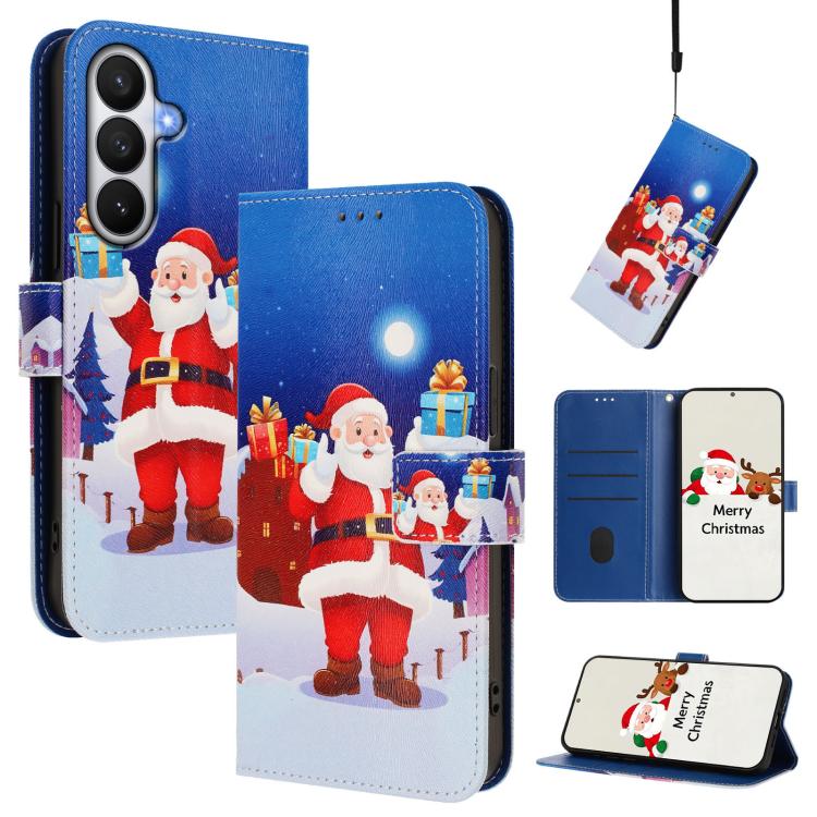 For Samsung Galaxy S26 5G Christmas Series Buckle Leather Phone Case with Hand Strap(Christmas Eve)