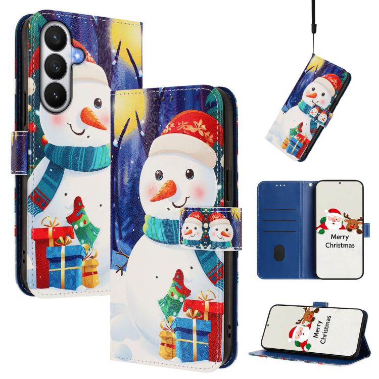 For Samsung Galaxy S26 5G Christmas Series Buckle Leather Phone Case with Hand Strap(Gift Box Snowman)