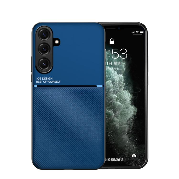 For Samsung Galaxy S26 5G Classic Tilt Strip Grain Magnetic PC Hybrid TPU Phone Case(Blue)