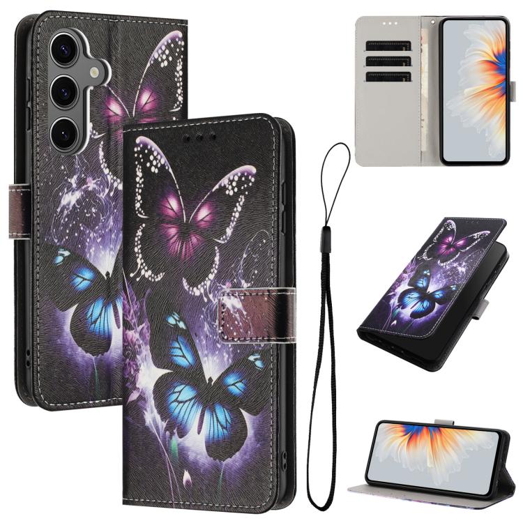 For Samsung Galaxy S26 5G Color Drawing Pattern Leather Phone Case(Two Butterflies)