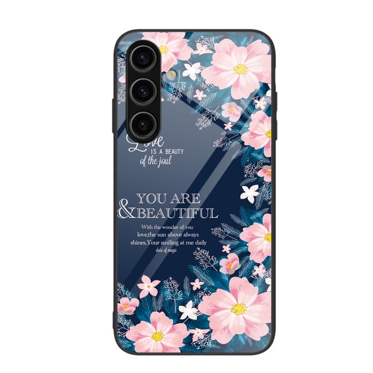 For Samsung Galaxy S26 5G Colorful Painted Glass Phone Case(Flower)