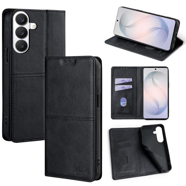 For Samsung Galaxy S26 5G Cow Texture Magnetic Leather Phone Case(Black)