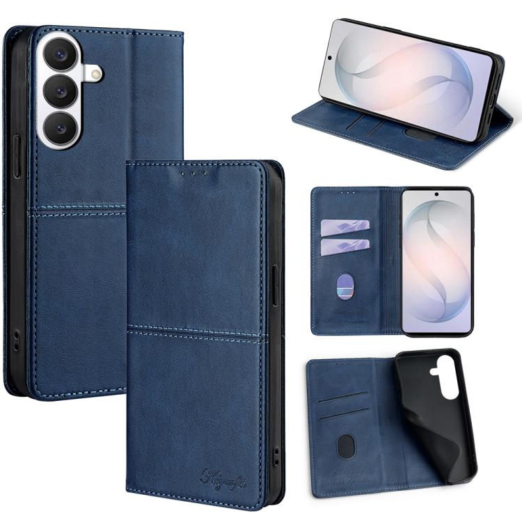 For Samsung Galaxy S26 5G Cow Texture Magnetic Leather Phone Case(Blue)