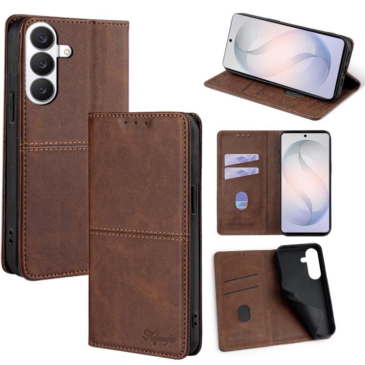For Samsung Galaxy S26 5G Cow Texture Magnetic Leather Phone Case(Dark Brown)