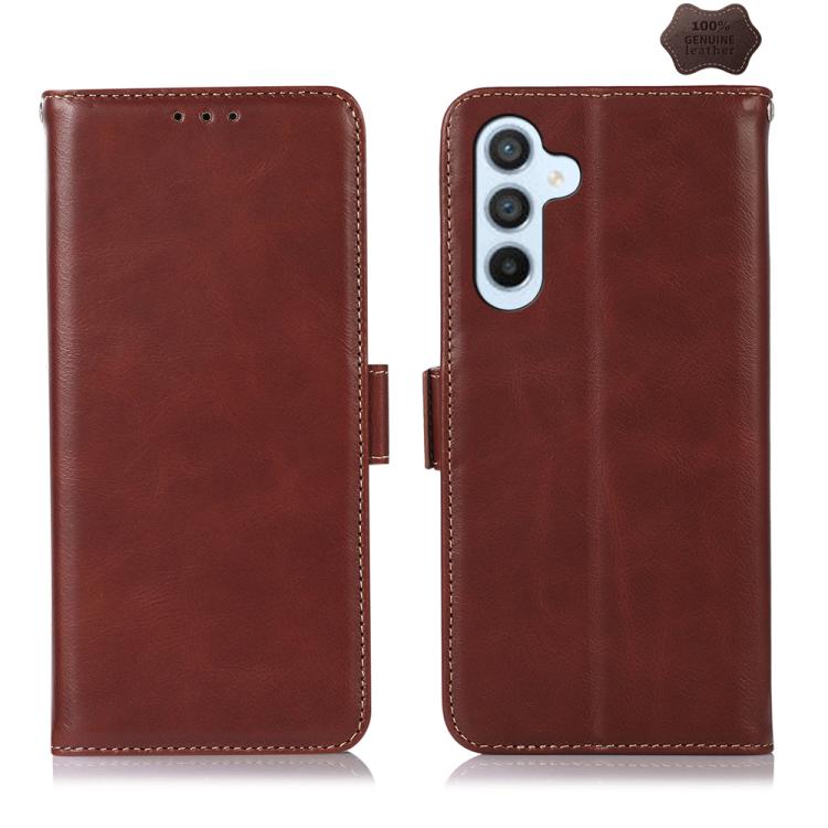 For Samsung Galaxy S26 5G Crazy Horse Top Layer Cowhide Leather Phone Case(Brown)