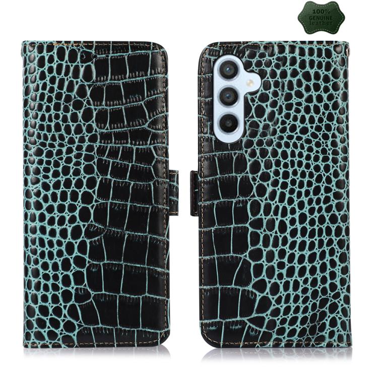 For Samsung Galaxy S26 5G Crocodile Top Layer Cowhide Leather Phone Case(Green)