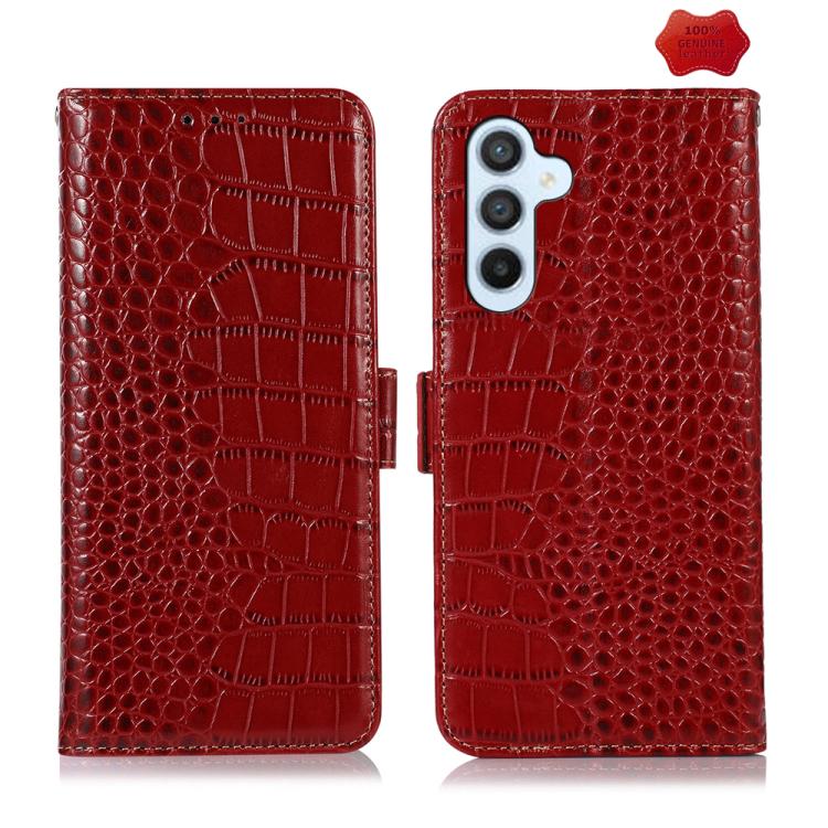 For Samsung Galaxy S26 5G Crocodile Top Layer Cowhide Leather Phone Case(Red)