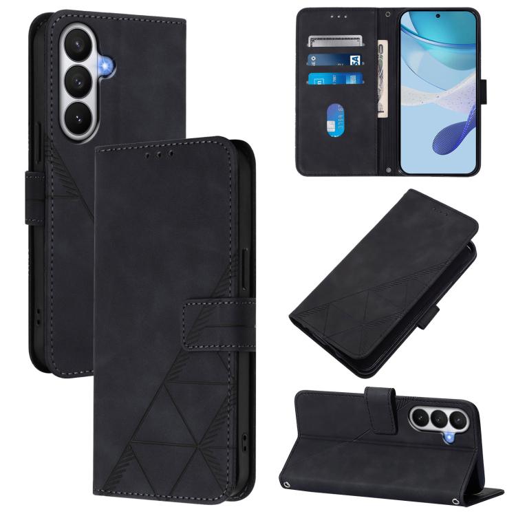 For Samsung Galaxy S26 5G Crossbody 3D Embossed Flip Leather Phone Case(Black)