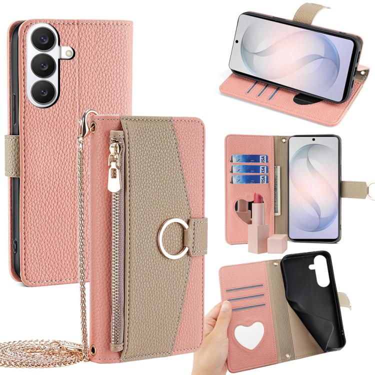 For Samsung Galaxy S26 5G Crossbody Litchi Texture Leather Phone Case(Pink)