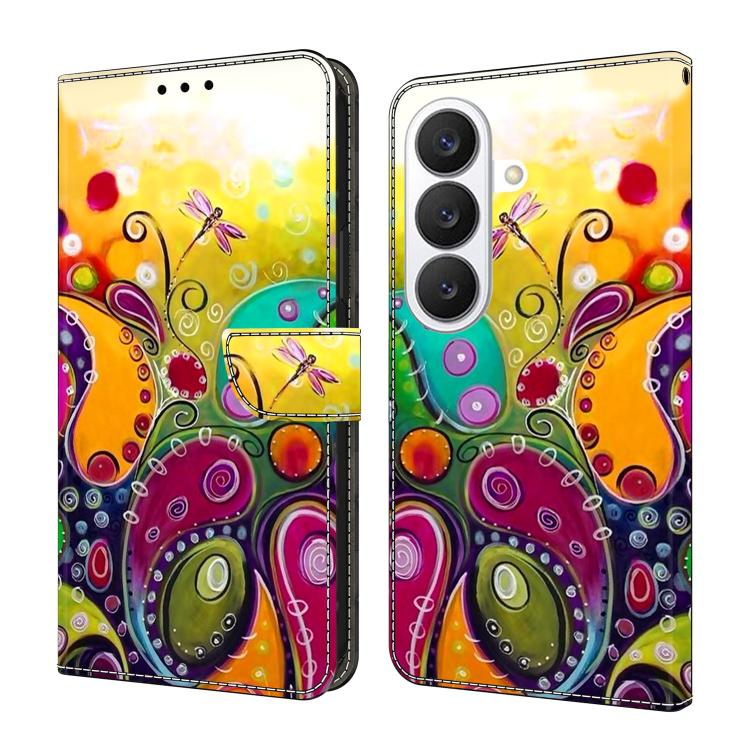 For Samsung Galaxy S26 5G Crystal-Like Painted Vegan Leather Phone Case(Colorful Floral Vine)