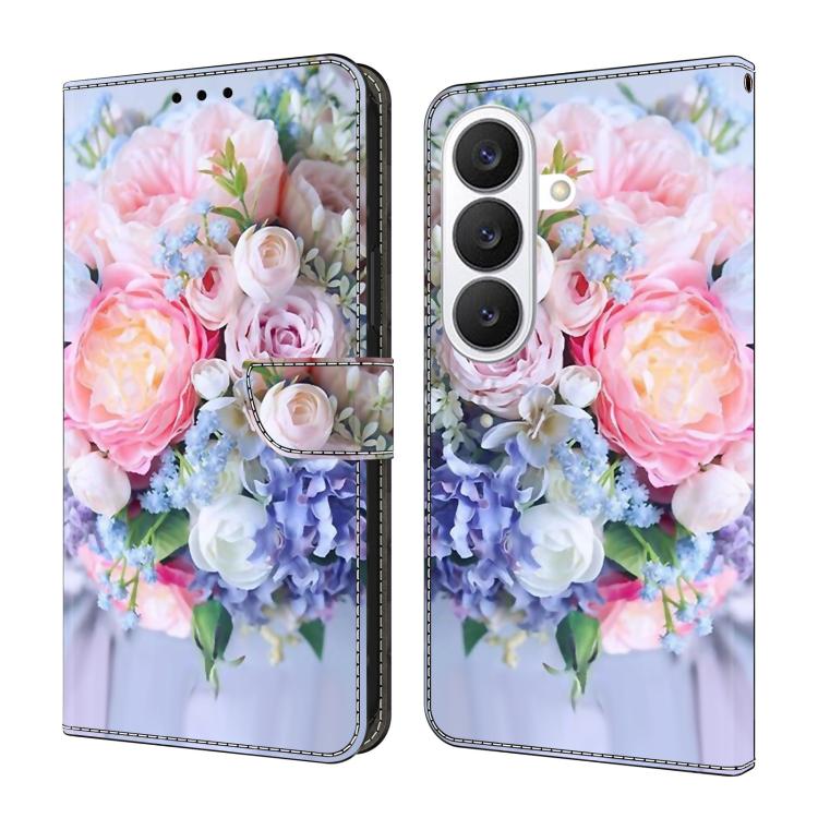 For Samsung Galaxy S26 5G Crystal-Like Painted Vegan Leather Phone Case(Colorful Flowers)