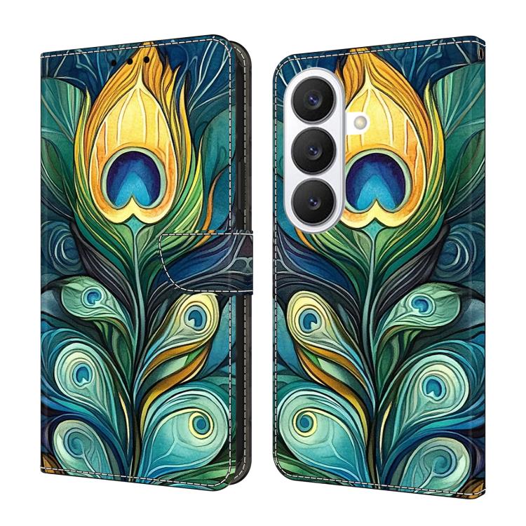 For Samsung Galaxy S26 5G Crystal-Like Painted Vegan Leather Phone Case(Kingfisher Feathers)