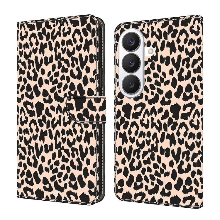 For Samsung Galaxy S26 5G Crystal-Like Painted Vegan Leather Phone Case(Leopard Print)
