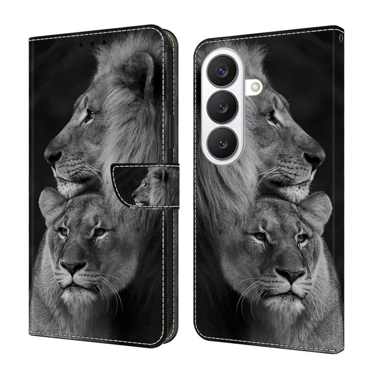 For Samsung Galaxy S26 5G Crystal-Like Painted Vegan Leather Phone Case(Lions)