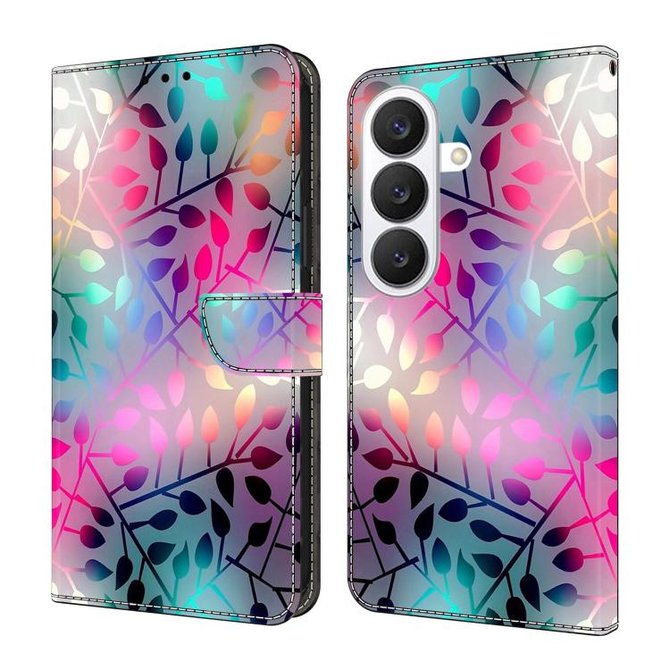 For Samsung Galaxy S26 5G Crystal-Like Painted Vegan Leather Phone Case(Maple Leaf)