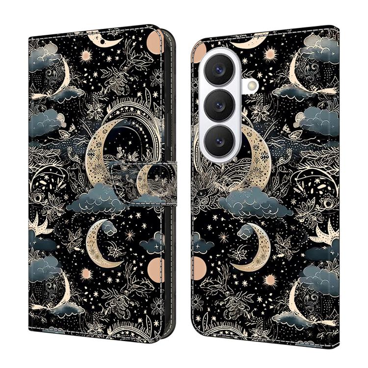 For Samsung Galaxy S26 5G Crystal-Like Painted Vegan Leather Phone Case(Moon)