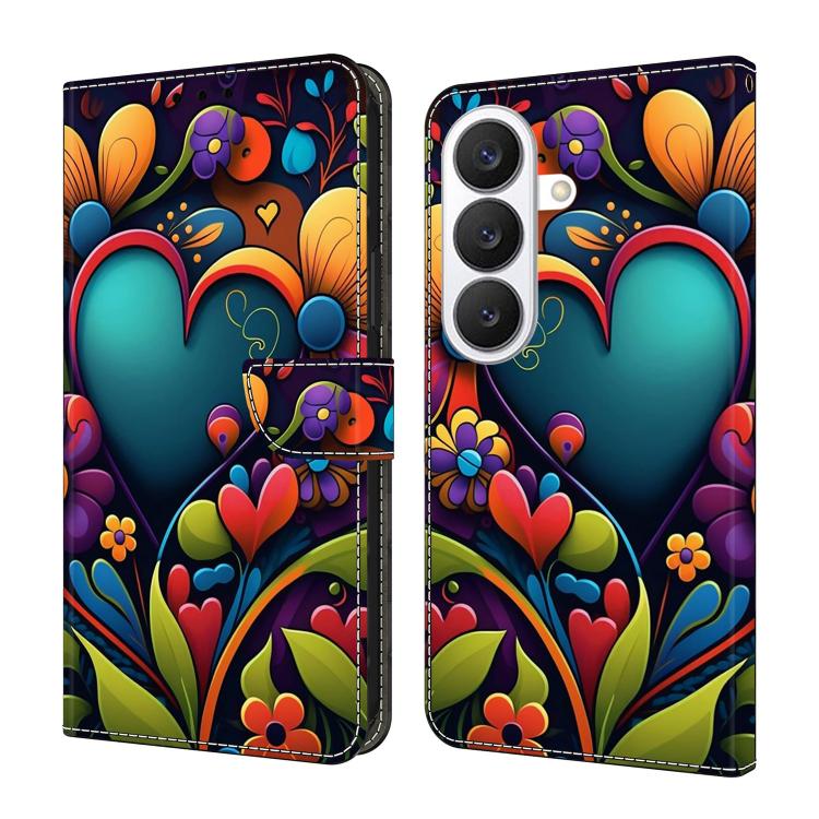 For Samsung Galaxy S26 5G Crystal-Like Painted Vegan Leather Phone Case(Oil Painted Flowers)