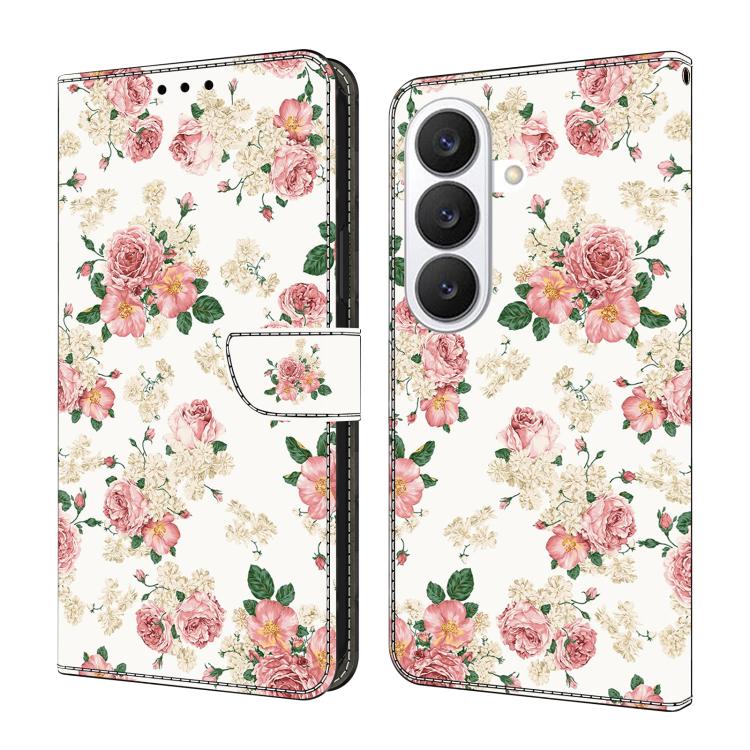 For Samsung Galaxy S26 5G Crystal-Like Painted Vegan Leather Phone Case(Peony)