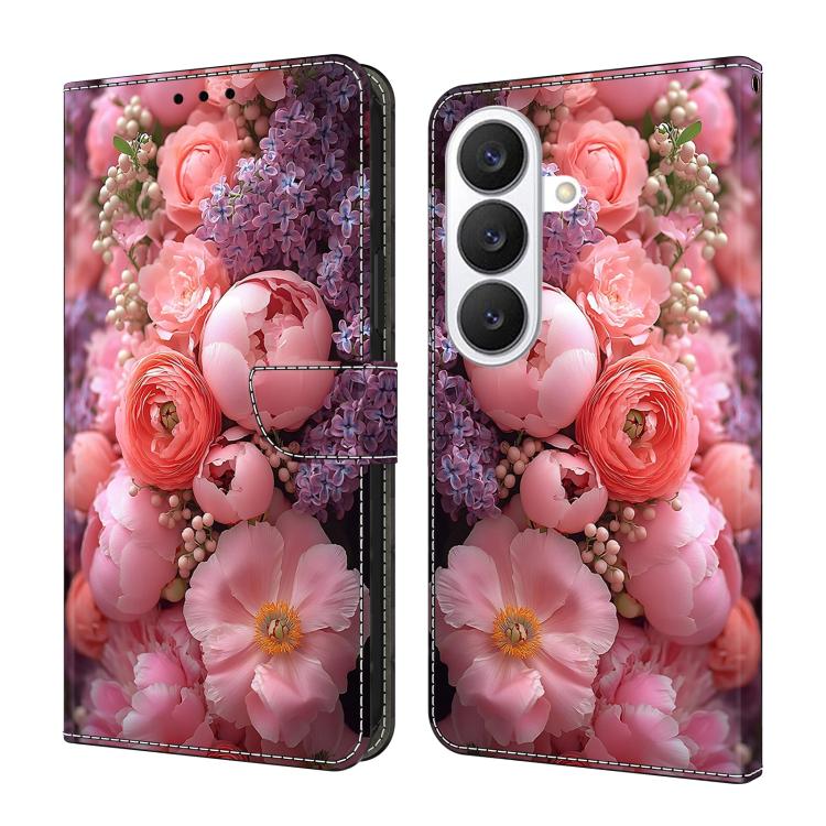 For Samsung Galaxy S26 5G Crystal-Like Painted Vegan Leather Phone Case(Ranunculus)