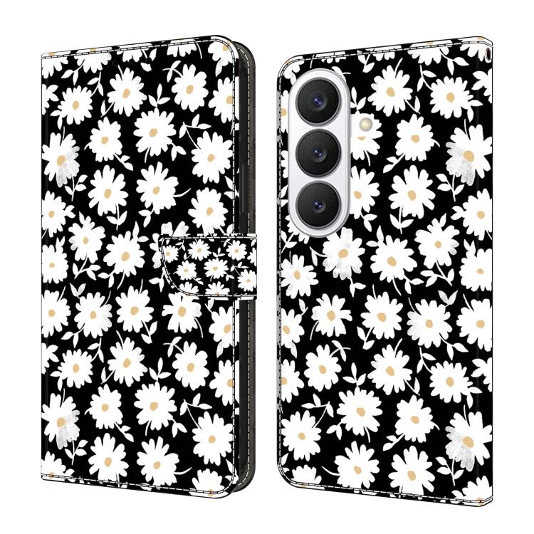 For Samsung Galaxy S26 5G Crystal-Like Painted Vegan Leather Phone Case(Small Floral Print)