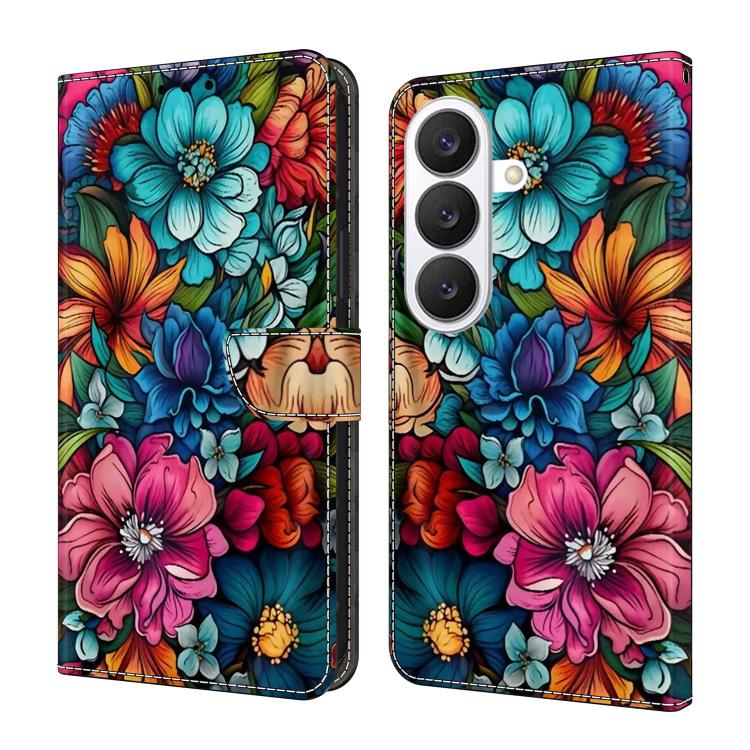 For Samsung Galaxy S26 5G Crystal-Like Painted Vegan Leather Phone Case(Stamen)