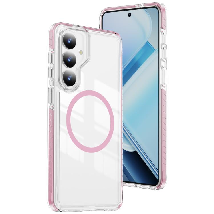 For Samsung Galaxy S26 5G Crystal Shield Clear Magnetic Acrylic Hybrid TPU Phone Case(Pink)