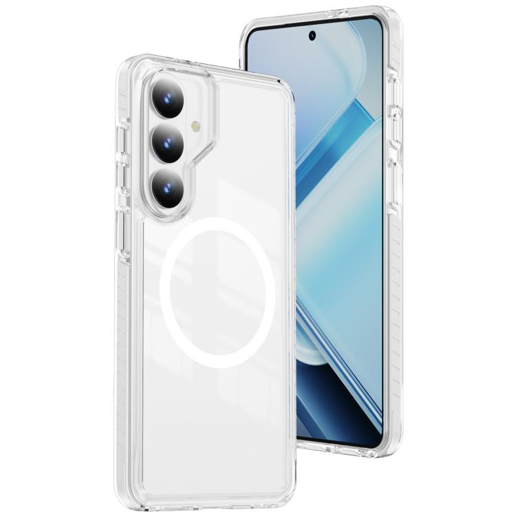 For Samsung Galaxy S26 5G Crystal Shield Clear Magnetic Acrylic Hybrid TPU Phone Case(White)