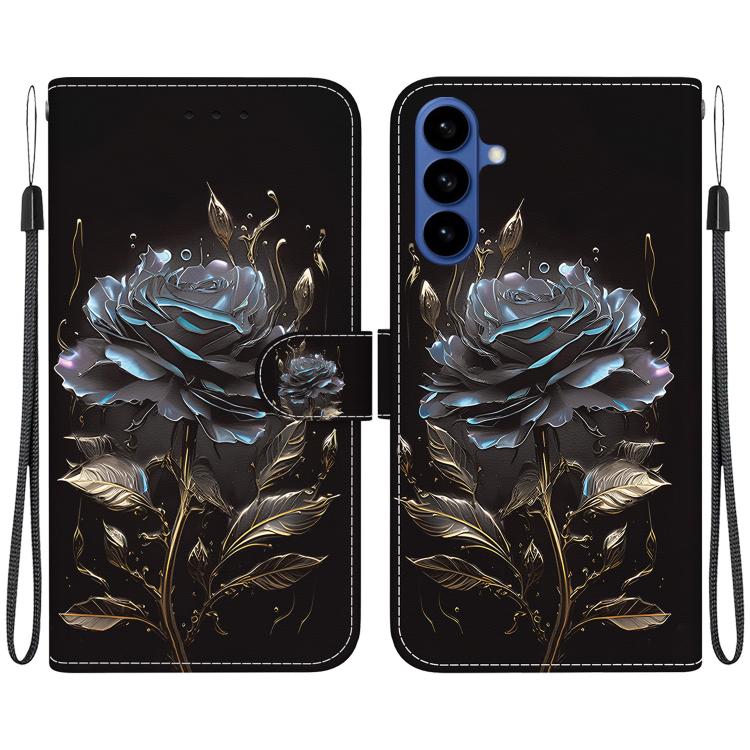 For Samsung Galaxy S26 5G Crystal Texture Colored Drawing Leather Phone Case(Black Rose)