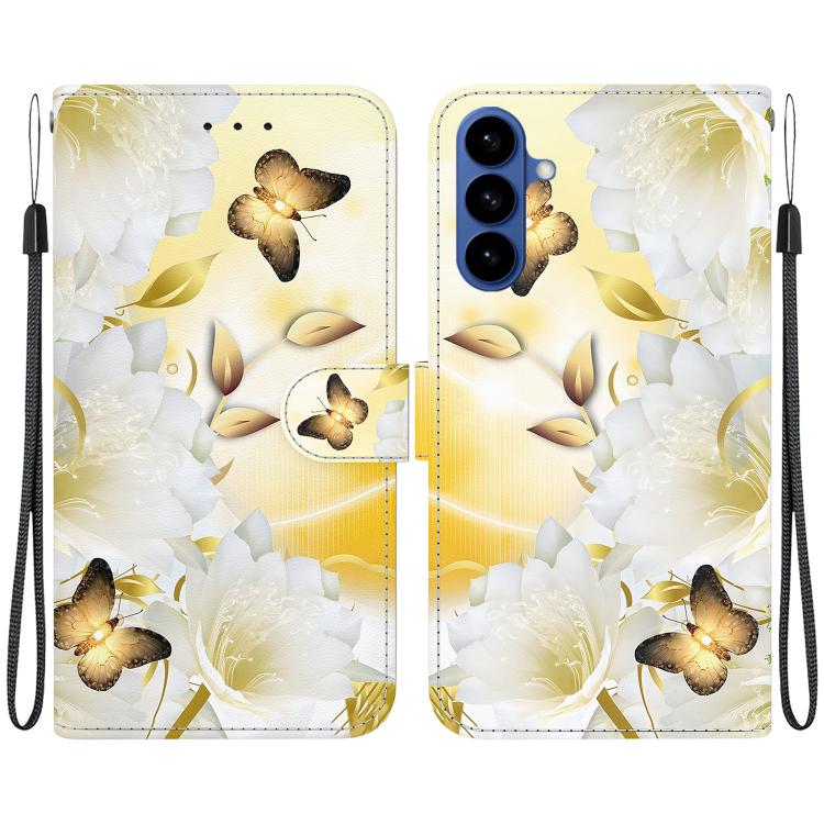 For Samsung Galaxy S26 5G Crystal Texture Colored Drawing Leather Phone Case(Gold Butterfly Epiphyllum)
