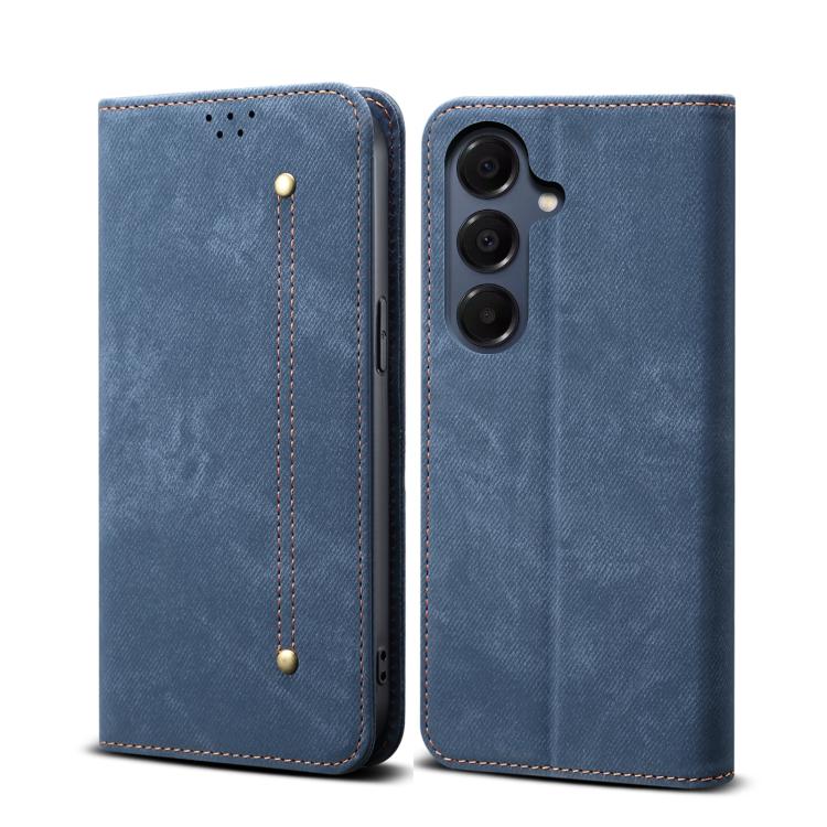 For Samsung Galaxy S26 5G Denim Texture Casual Style Horizontal Flip Leather Case(Blue)