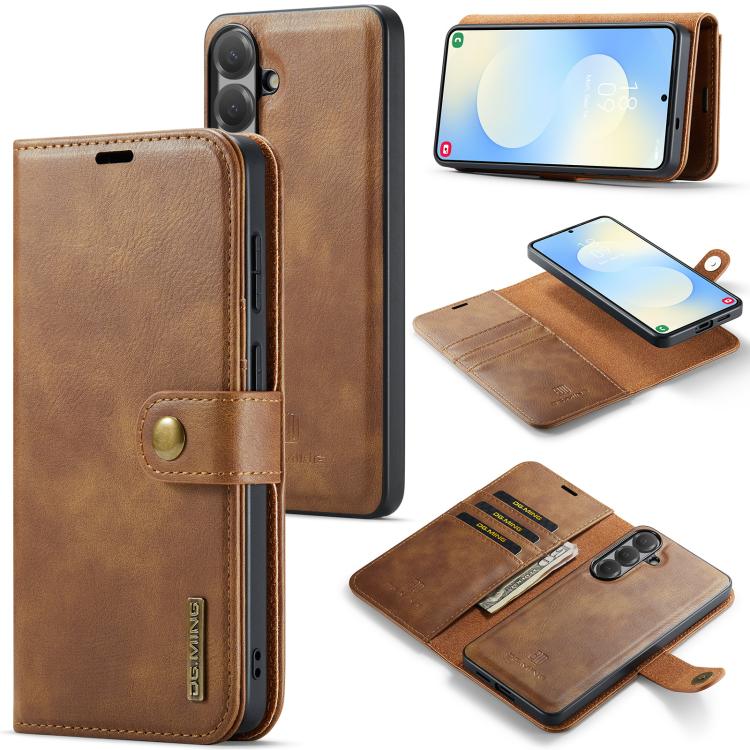 For Samsung Galaxy S26 5G DG.MING Crazy Horse Texture Detachable Magnetic Leather Case(Brown)