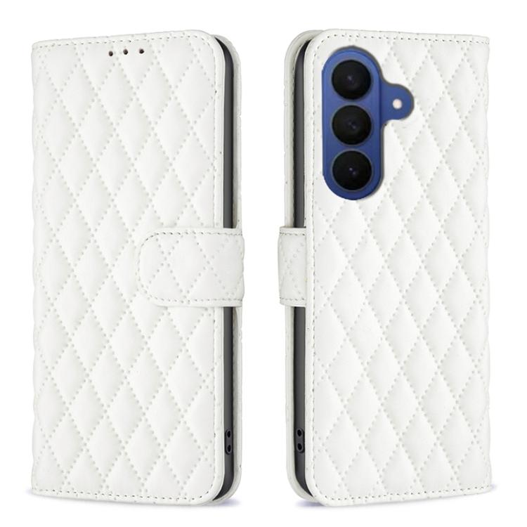 For Samsung Galaxy S26 5G Diamond Lattice Wallet Flip Leather Phone Case(White)