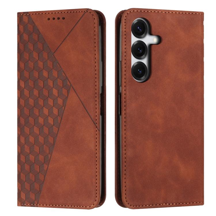 For Samsung Galaxy S26 5G Diamond Splicing Skin Feel Magnetic Leather Phone Case(Brown)