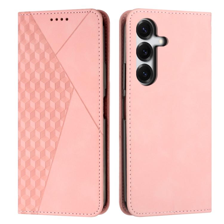 For Samsung Galaxy S26 5G Diamond Splicing Skin Feel Magnetic Leather Phone Case(Rose Gold)