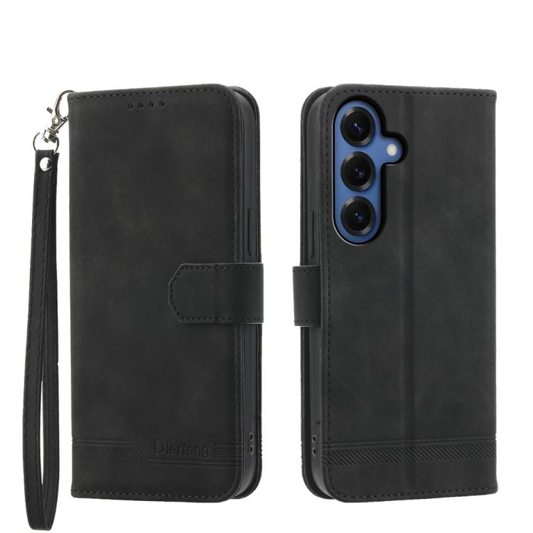 For Samsung Galaxy S26 5G Dierfeng Dream Line TPU Hybrid PU Leather Phone Case(Black)