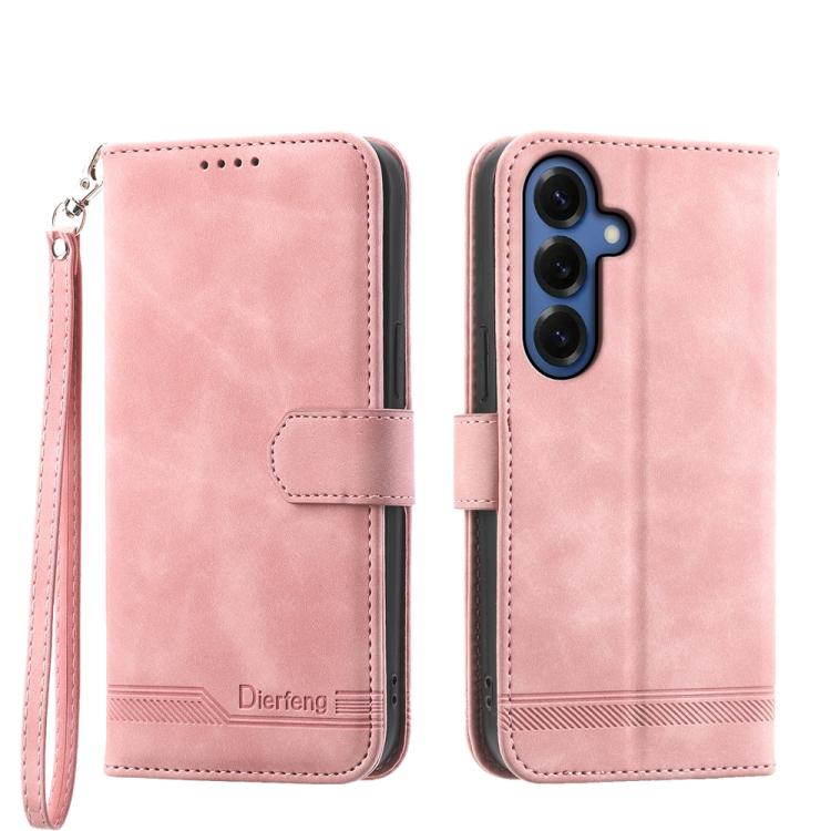 For Samsung Galaxy S26 5G Dierfeng Dream Line TPU Hybrid PU Leather Phone Case(Pink)