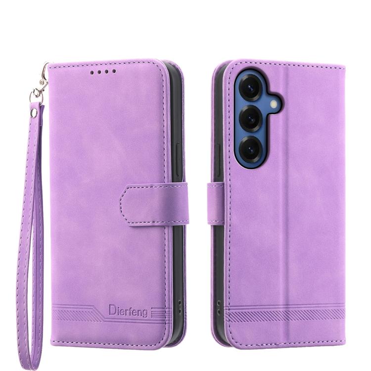 For Samsung Galaxy S26 5G Dierfeng Dream Line TPU Hybrid PU Leather Phone Case(Purple)