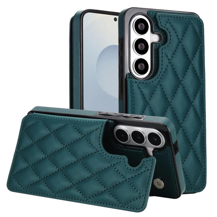 For Samsung Galaxy S26 5G Double Buckle Rhombic PU Leather Phone Case(Green)