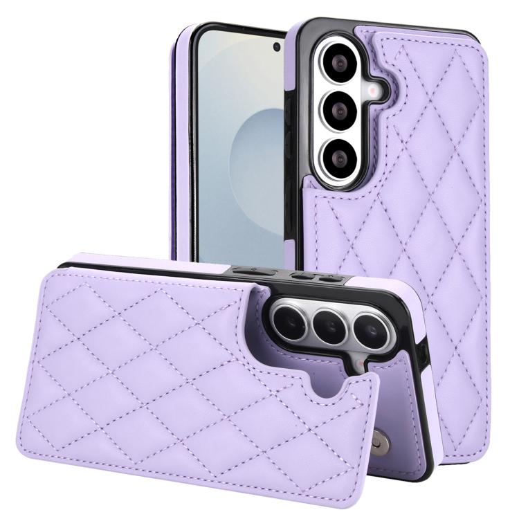 For Samsung Galaxy S26 5G Double Buckle Rhombic PU Leather Phone Case(Purple)
