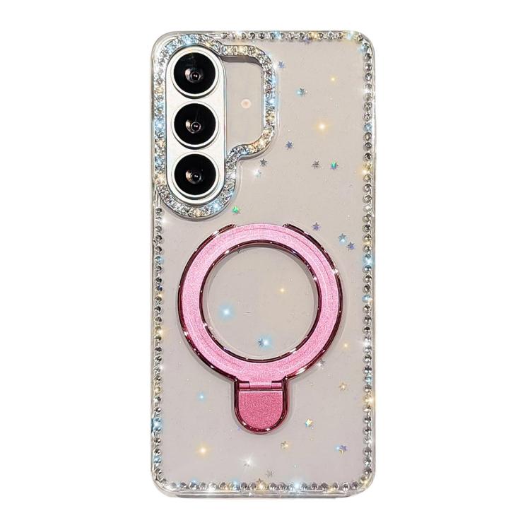 For Samsung Galaxy S26 5G Double-Sided IMD Rhinestone Magnetic Holder Shockproof Phone Case(Glitter Little Star)