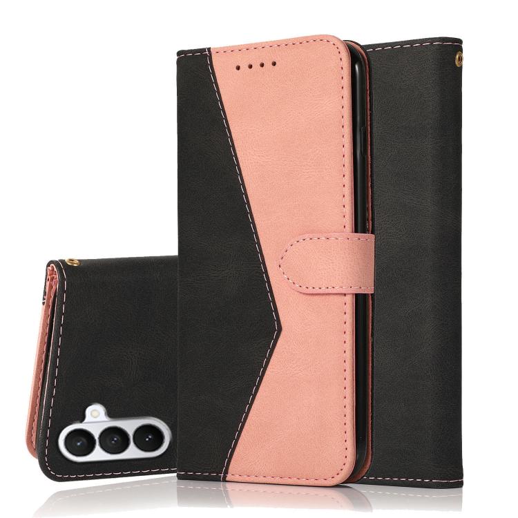For Samsung Galaxy S26 5G Dual-color Stitching Leather Phone Case(Black Rose Gold)