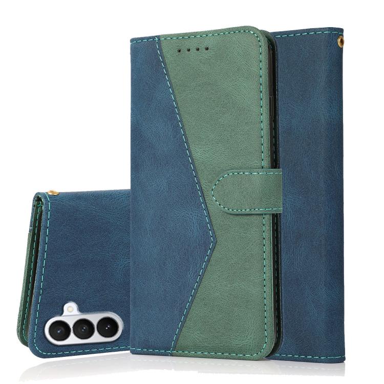 For Samsung Galaxy S26 5G Dual-color Stitching Leather Phone Case(Blue Green)