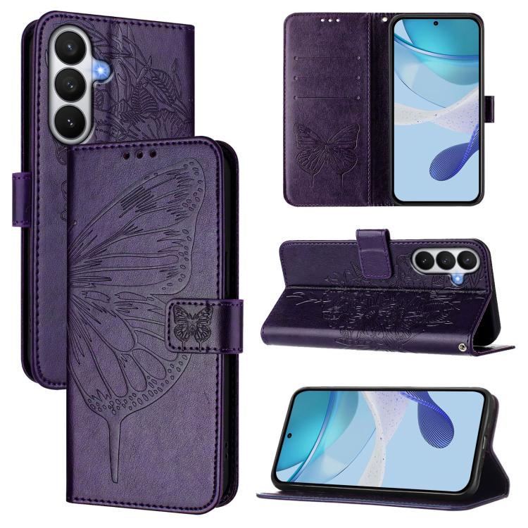 For Samsung Galaxy S26 5G Embossed Butterfly Leather Phone Case(Dark Purple)