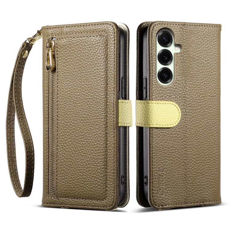 For Samsung Galaxy S26 5G ESEBLE E11 Colorful Litchi Pattern Zipper Wallet Leather Phone Case(Amber Brown)