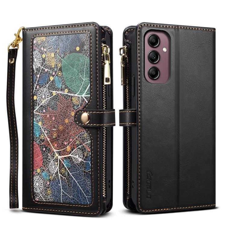 For Samsung Galaxy S26 5G ESEBLE Star Series Lanyard Zipper Wallet RFID Leather Case(Black)