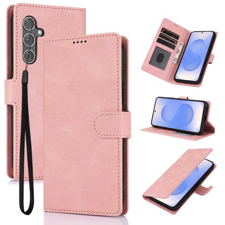For Samsung Galaxy S26 5G Fantasy Skin-feel Calfskin Texture Leather Phone Case(Pink)