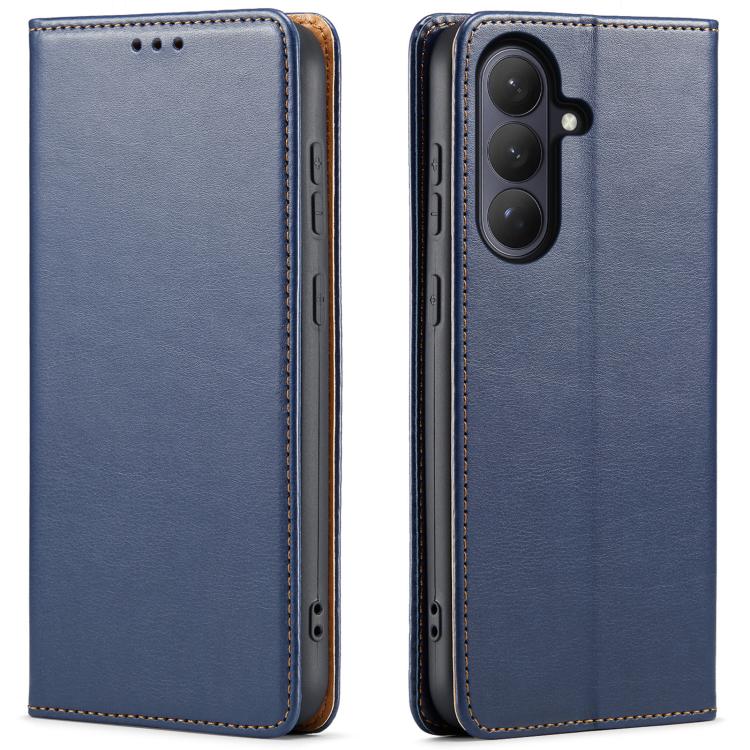 For Samsung Galaxy S26 5G Fierre Shann PU Genuine Leather Texture Phone Case(Blue)