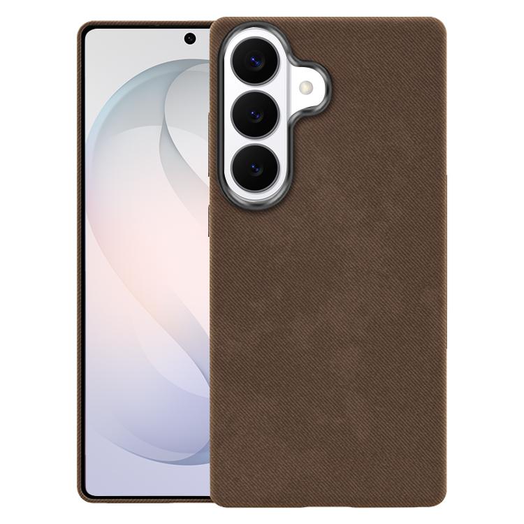 For Samsung Galaxy S26 5G Flannel Textured Magnetic Full Coverage Phone Case(Brown)